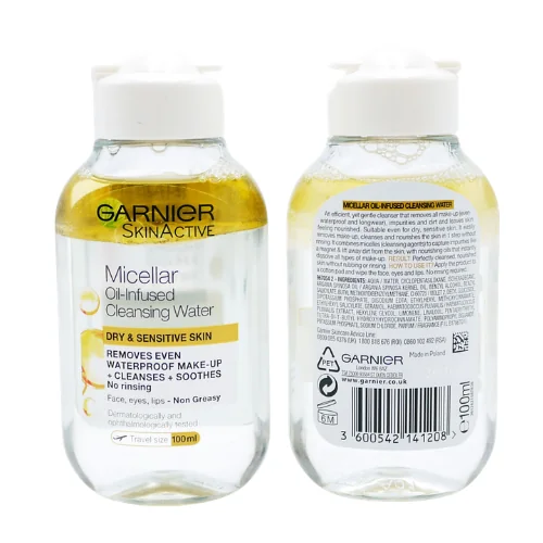 Garnier SkinActive Öljyä Sisältävä Misellipuhdistusvesi Kuivalle ja Herkälle Iholle - 100 ml