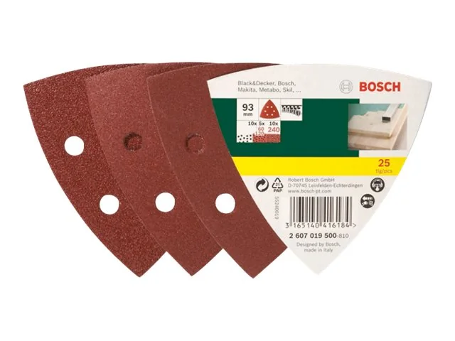 Bosch 25-osainen hiomapaperisarja kärkihiomakoneille, karkeudet 60, 120 ja 240 93 mm