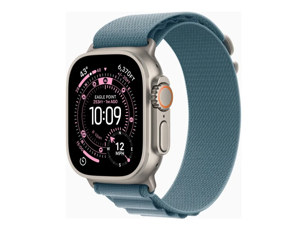 Apple Watch Ultra 3 GPS + Cellular 49mm Natural Titanium Case with Light Blue Alpine Loop - Small