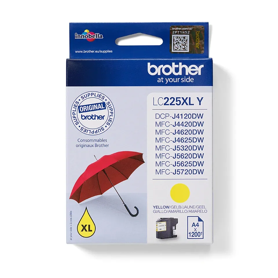 Brother LC225XLY XL-mustekasetti, keltainen