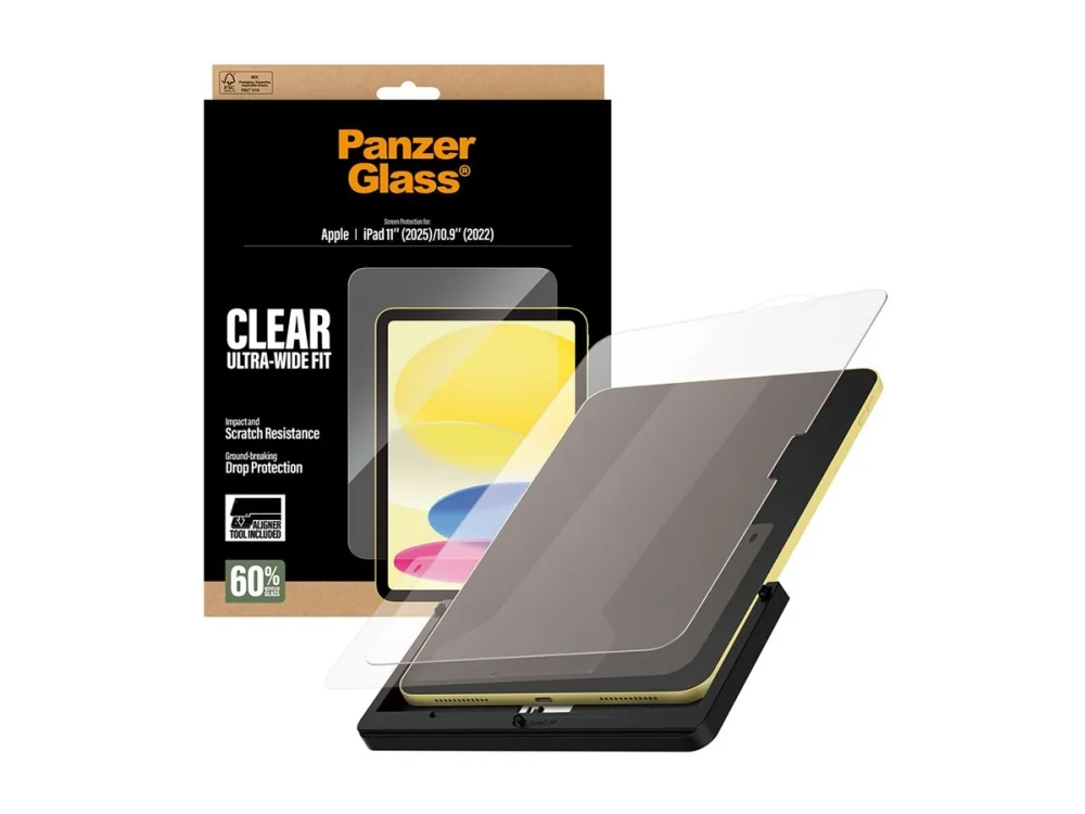 PanzerGlass ® Screen Protector iPad 11 (2025) | 10.9 (2022) | Ultra-Wide Fit w. Fastfit tool, Apple, Apple - iPad 11 (2025), Apple - iPad 10.9 (2022), Asennus kuivana, Naarmuuntumisenkestävä, Iskunkestävä, Läpinäkyvä, 1 kpl