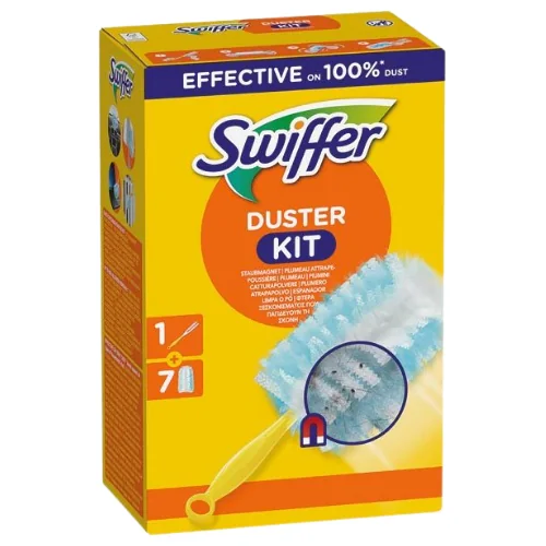 Swiffer Duster Aloituspakkaus Kahvalla Ja Kertakäyttöisillä Pölyhuiskuilla - 7 kpl