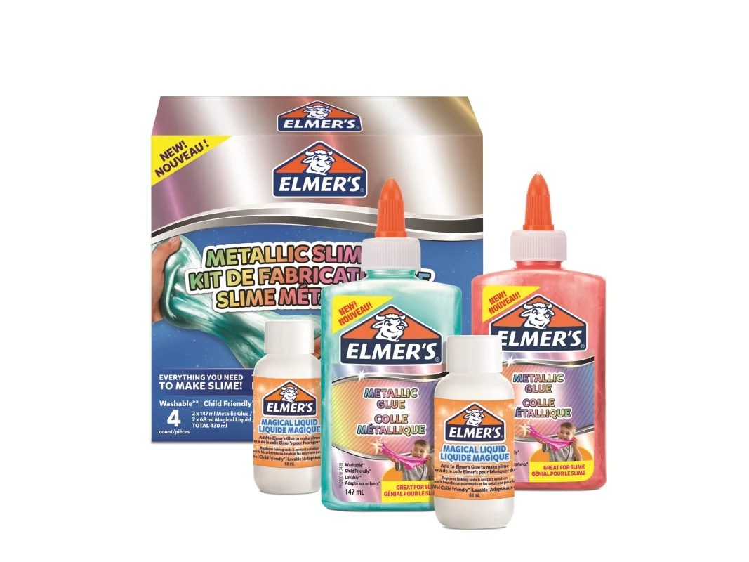 Elmer's Metallic liman valmistuspakkaus | Slime Supplies Include Metallic PVA Glue | With Magical Liquid Slime Activator | 4 Piece Kit