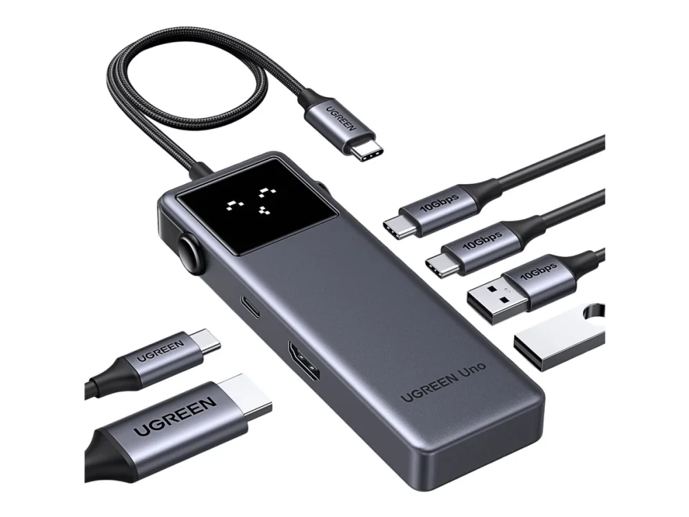 Ugreen 35998, USB Type-C, HDMI, USB 3.2 Gen 1 (3.1 Gen 1) Type-A, USB Type-C, 10000 Mbps, 100 W, 4K Ultra HD