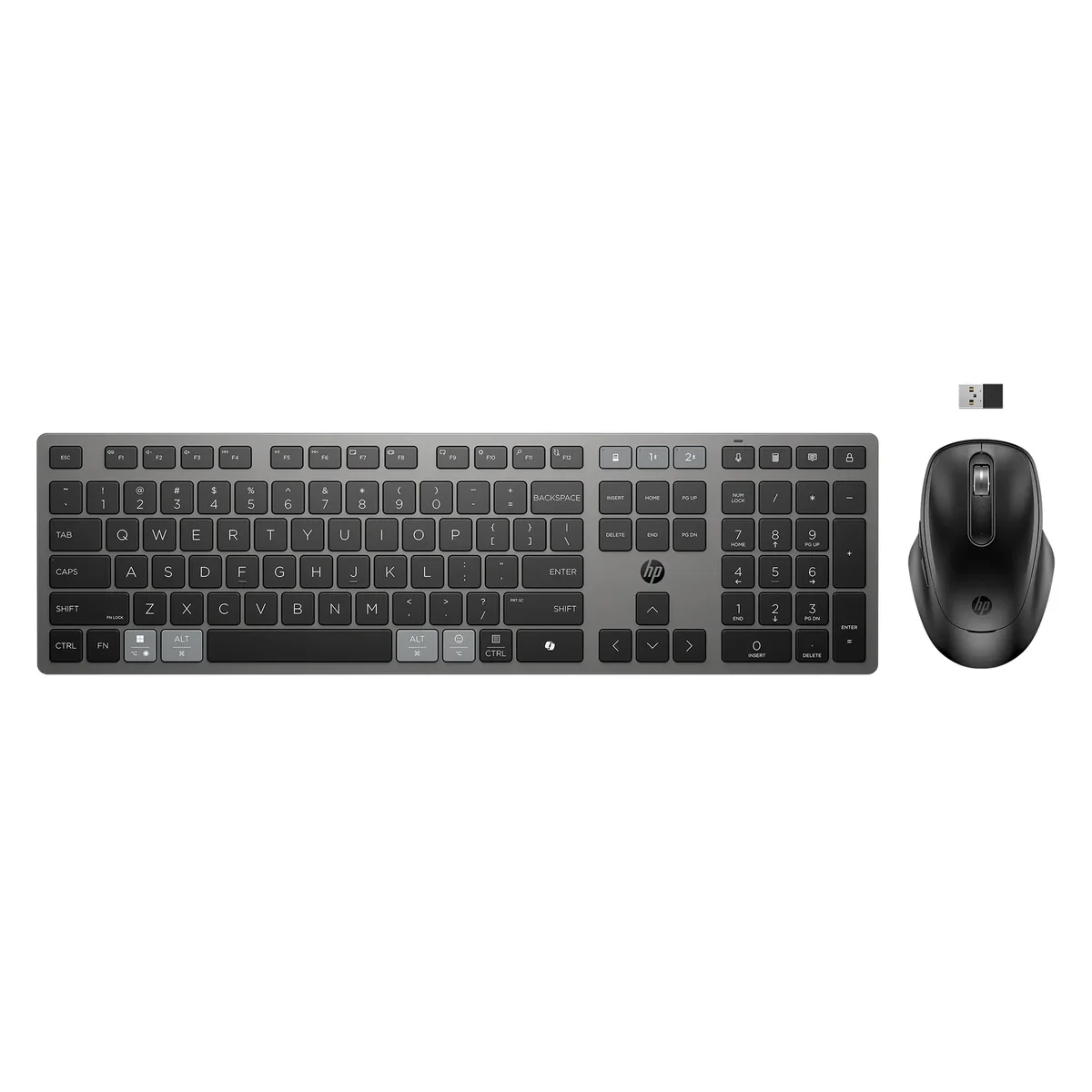 HP 725 Multi-Device Rechargeable Nordic - Näppäimistö ja Hiirisetti - Pohjoismainen - Harmaa