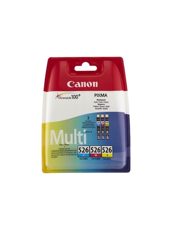 Canon CLI-526 -mustekasettipakkaus, 9 ml, syaani/magenta/keltainen, 3 kpl
