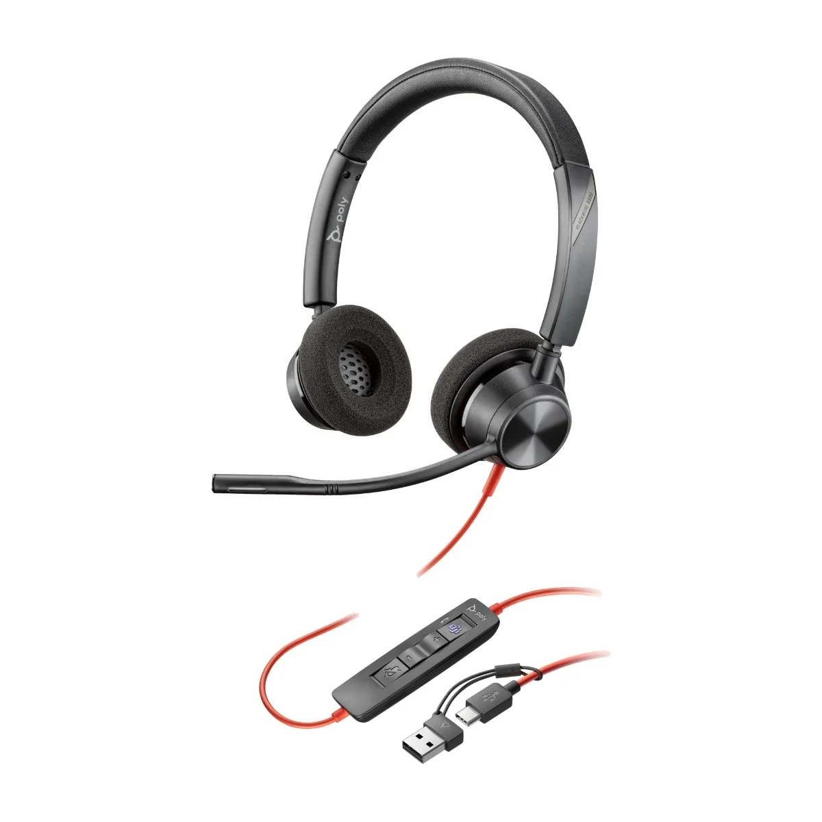 HP Poly Blackwire 3320 Stereo USB-C -headset (sis. USB-C/A-adapteri)
