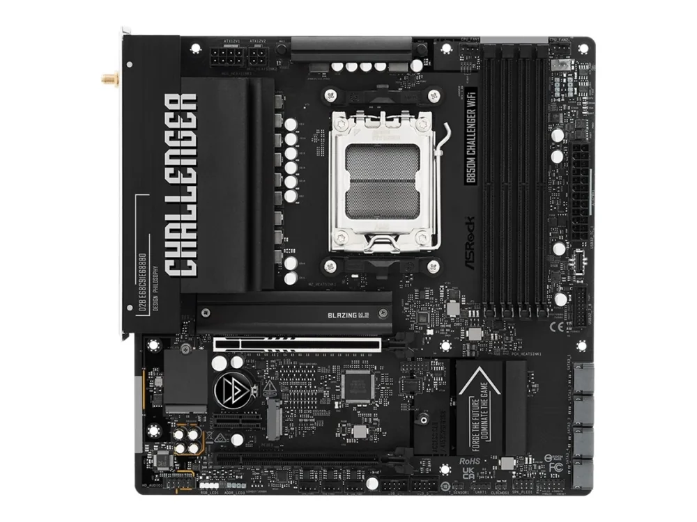 ASRock B850M Challenger WiFi - Emolevy - micro ATX - Socket AM5 - AMD B850 piirisarja - USB 3.2 Gen 1, USB-C 3.2 Gen 1 - 2.5 Gigabit LAN, Bluetooth, Wi-Fi 7 - sisäinen grafiikka (CPU tarvitaan) - HD Audio (8 kanavaa)