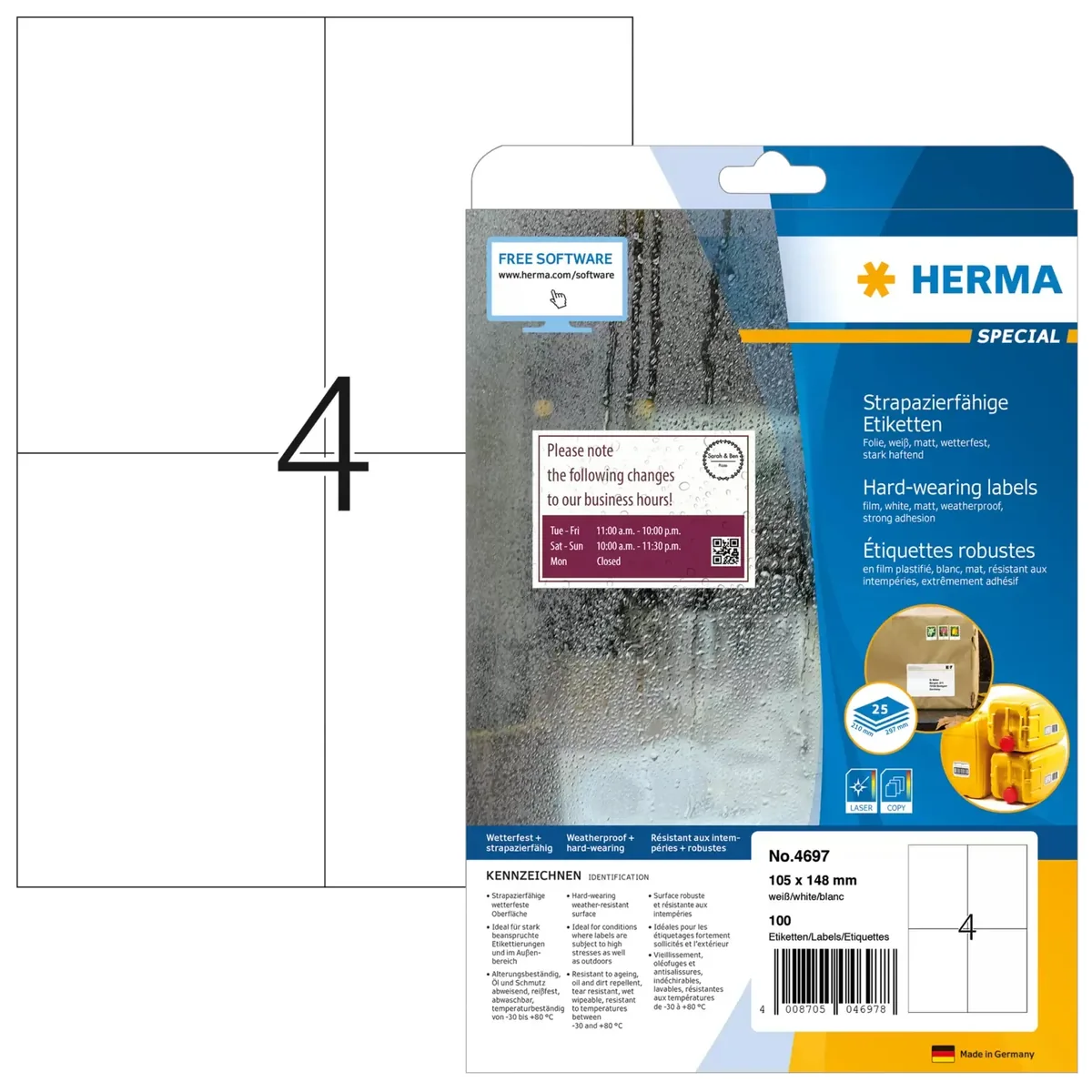 Herma label film extra strong 105x148 matt (100)