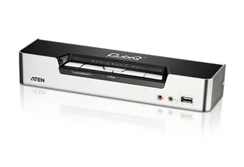 4-porttinen USB HDMI KVM-kytkin ääni- ja keskittimellä