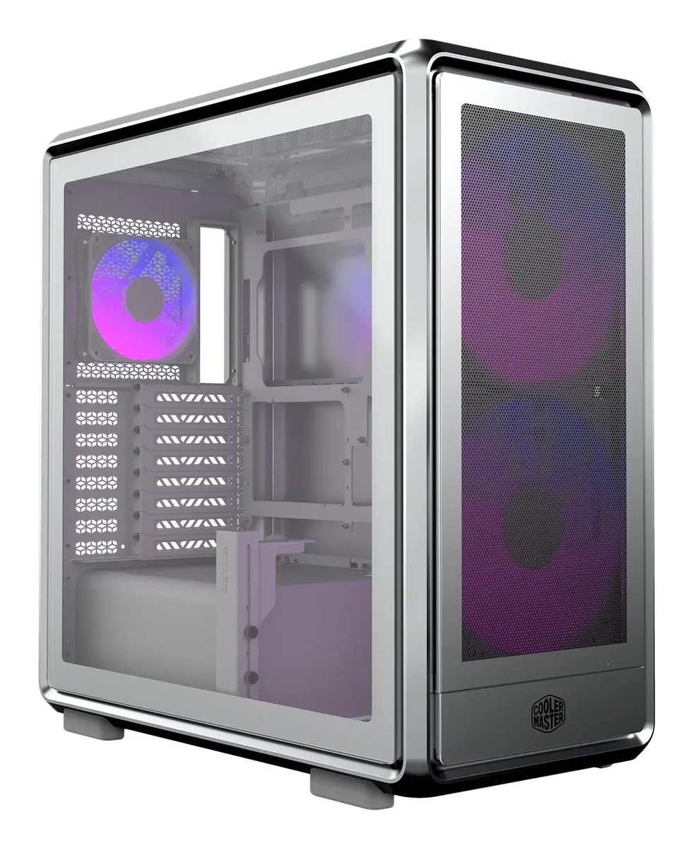 Cooler Master MasterFrame 600 Mesh ARGB -miditornikotelo ikkunalla ja RGB-valaistuksella, hopea