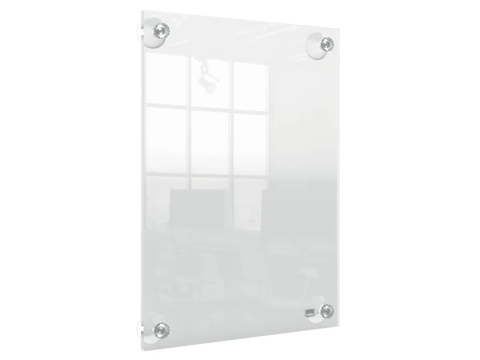Nobo Premium Plus A4-julistekehys, imukuppikiinnitys, kirkas akryyli, 297 x 210 mm, Akryyli, Vaakasuuntaisesti/pystysuuntaisesti, Kannettava