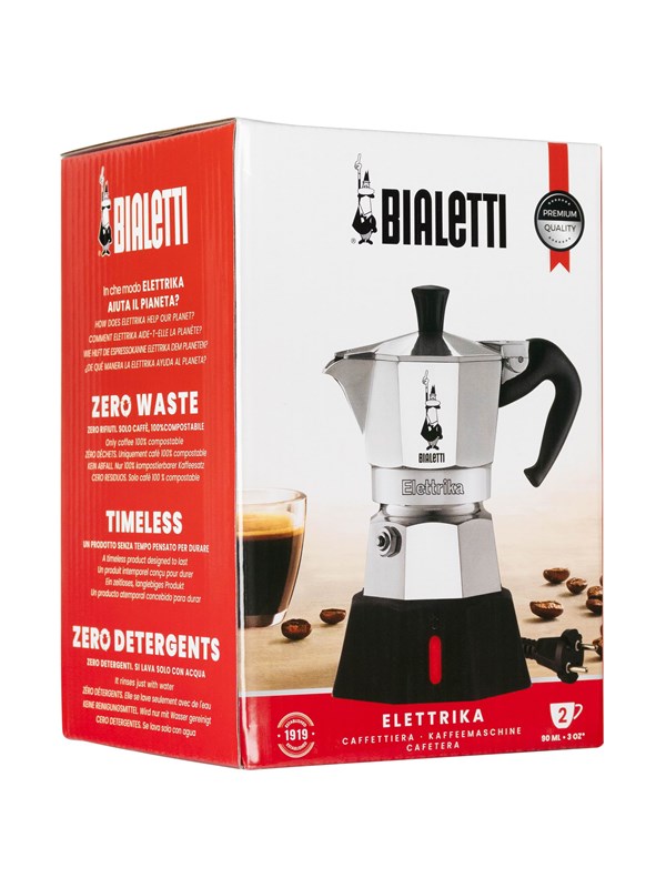 Bialetti Moka Elettrika, Sähkömokkapannu, 0,09 L, Jauhettu kahvi, Alumiini, Musta