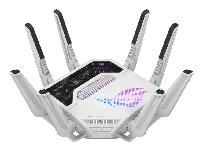 Asus ROG Rapture GT-BE19000AI -pelireititin, Wi-Fi 7, BE19000, Tri-band, valkoinen