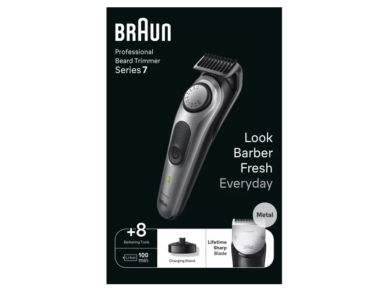 Braun Series 7 BT7420 märkä- ja kuiva-ajoon -partatrimmeri, harmaa