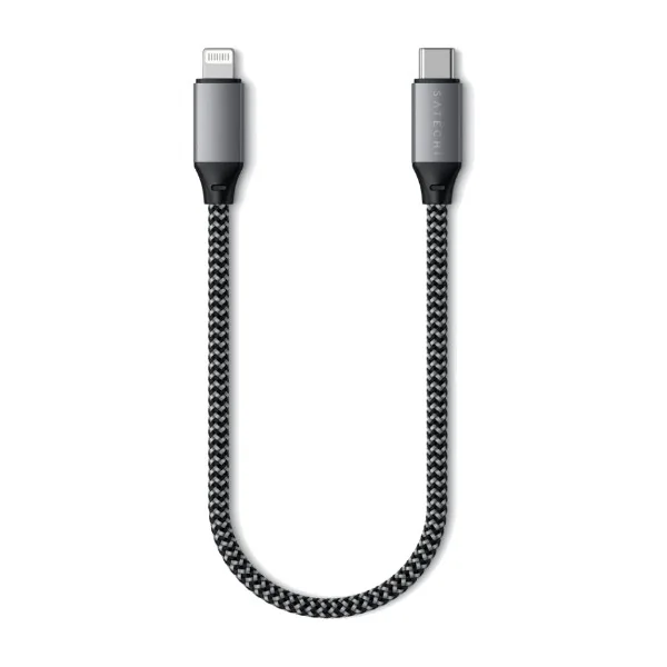 Satechi ST-TCL10M USB-C - Lightning -kaapeli, 25 cm, musta/harmaa