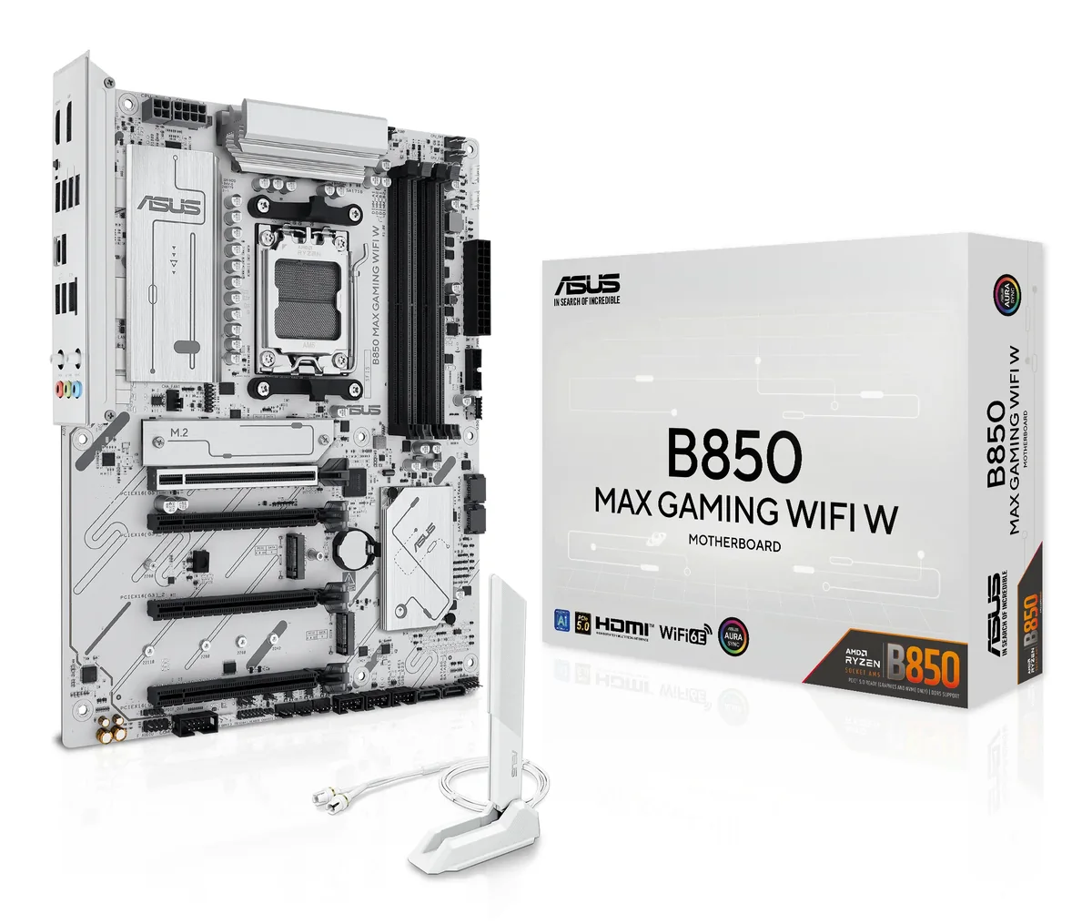 ASUS B850 MAX GAMING WIFI WHITE Emolevy - AMD B850 - AMD AM5 - DDR5 RAM - ATX
