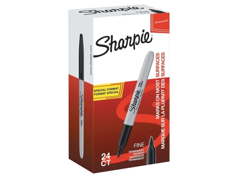 Sharpie -permanenttitussit | Kapea kärki | Musta | 24 kpl