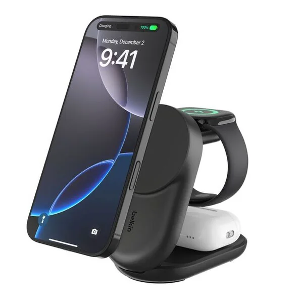 Belkin UltraCharge 25w Qi2 3in1 Magnetic Charger - Black