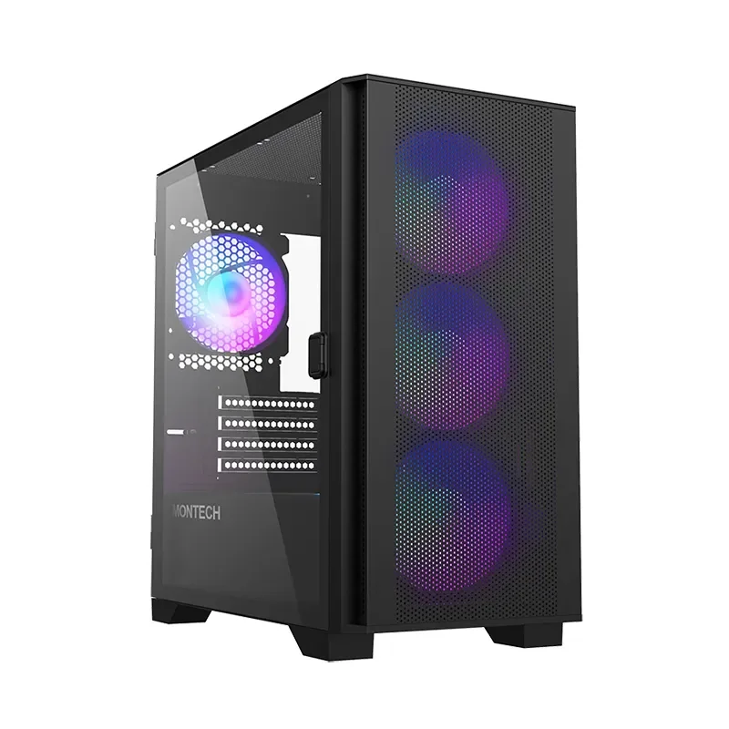 Montech AIR 100 ARGB -micro-ATX-kotelo ikkunalla ja RGB-valaistuksella, musta
