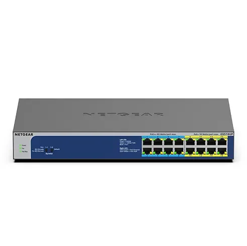 NETGEAR GS516UP-100EUS - Verkkokytkin, Harmaa