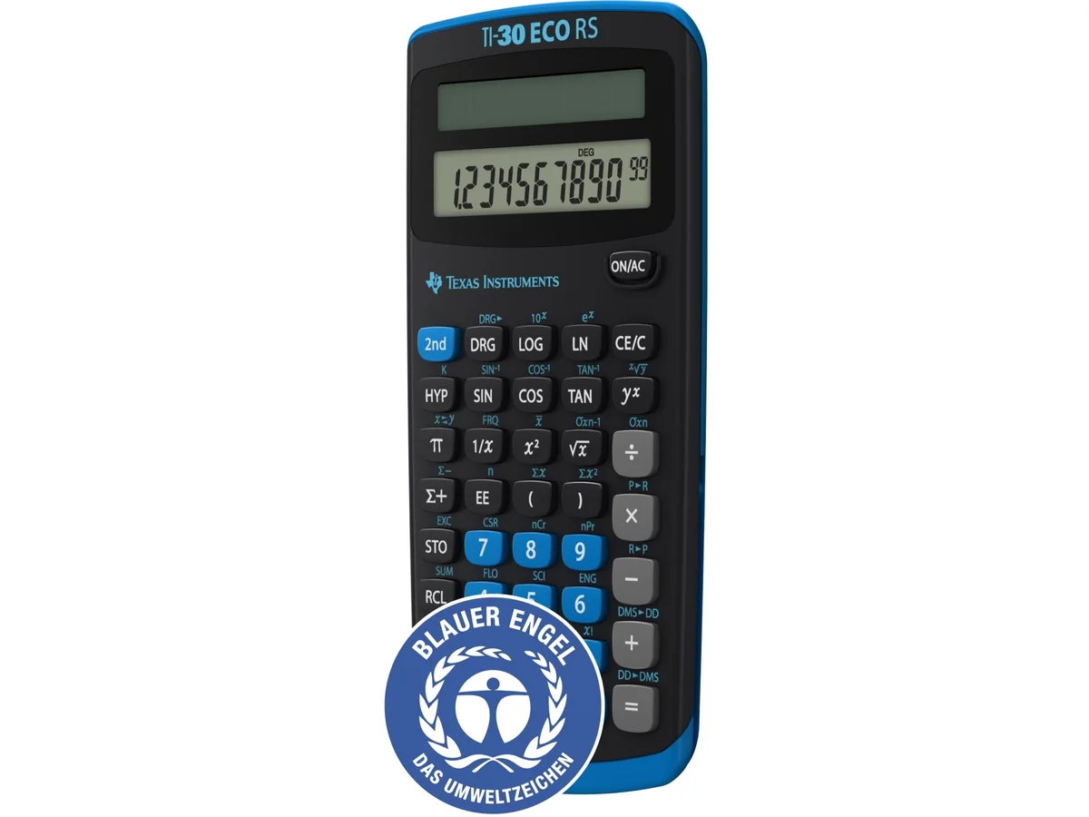 Texas Instruments TI-30 ECO RS, Tasku, Funktiolaskin, 10 lukua, 1 linjat, Aurinko, musta