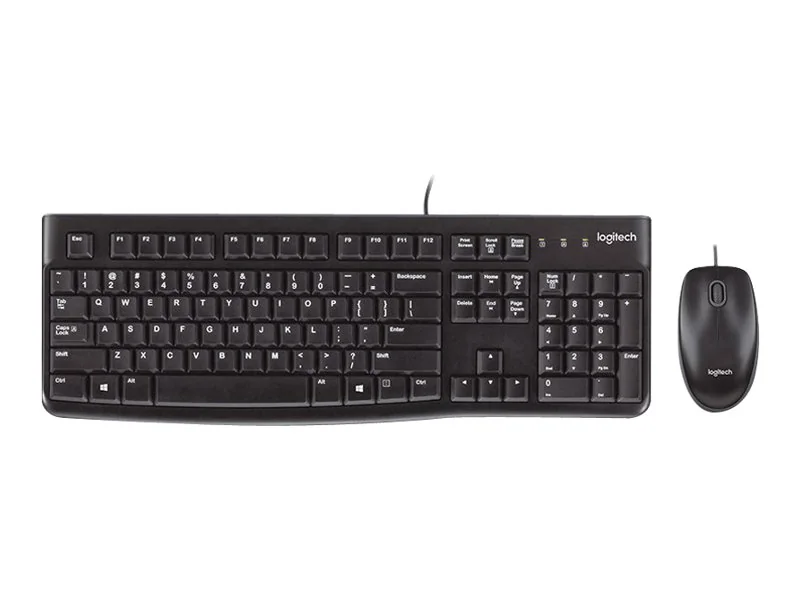 Logitech MK120, Langallinen, USB, QWERTY, musta, Sisältää hiiren