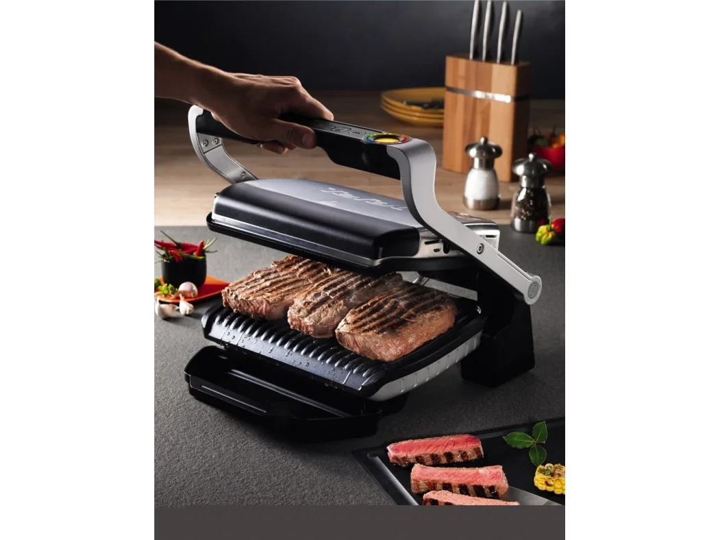 Tefal OptiGrill+ GC712D34 - Grilli - sähkökäyttöinen - 600 cm2 - sølv - sølv