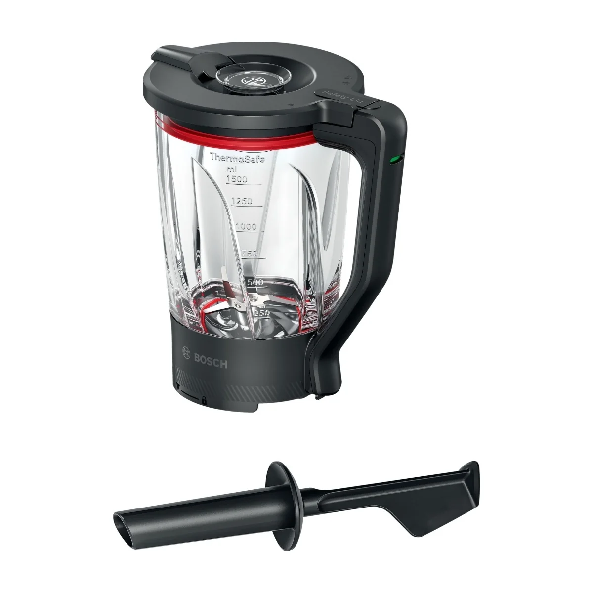 Bosch MUZS6MX, Kiinnityspakkaus, 1,5 L, Ruostumaton teräs, Musta, Läpinäkyvä, Lasi, Muovi, Food processor series 6