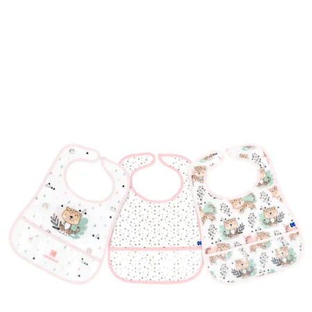 Kikka Boo Eva Terry Bib With Catcher - Savanna Pink - 3 kpl