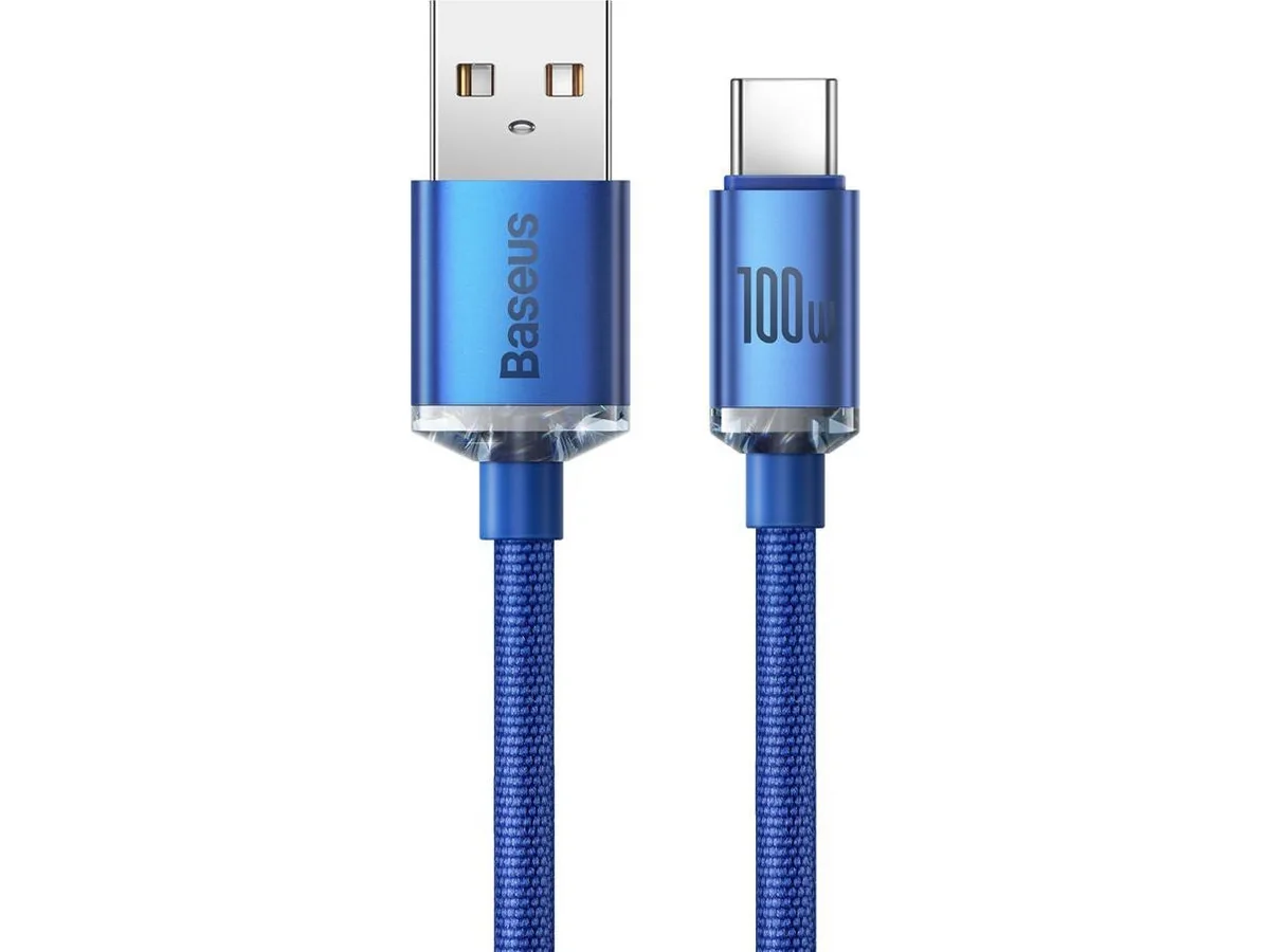 Baseus Crystal Shine USB-C-kaapeli, 100W, 2m (sininen)