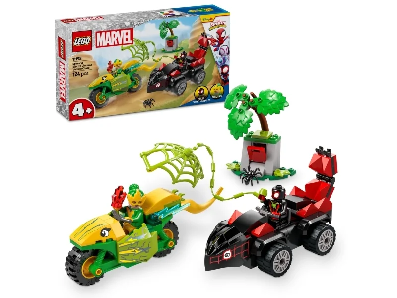 LEGO Spidey 11198 Spin ja Electro: dinomenopelien takaa-ajo