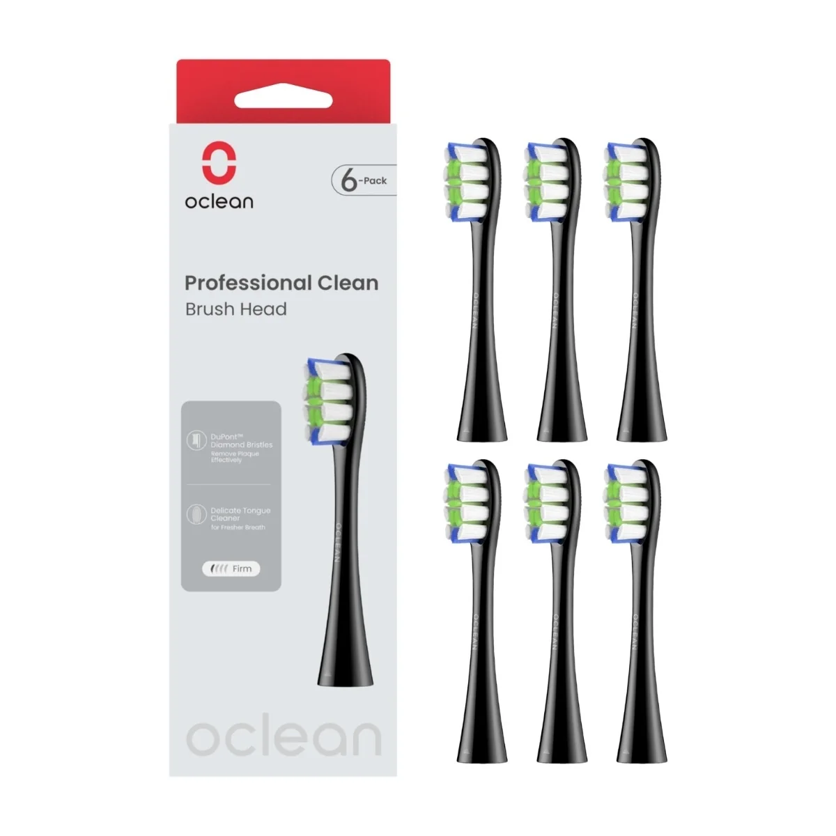 Oclean Professional Clean harjaspäät 6 kpl, musta
