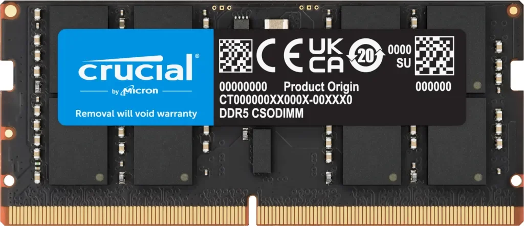 Crucial CSODIMM 32 Gt (1 x 32 Gt) DDR5 6400 MHz, CL52 -muisti