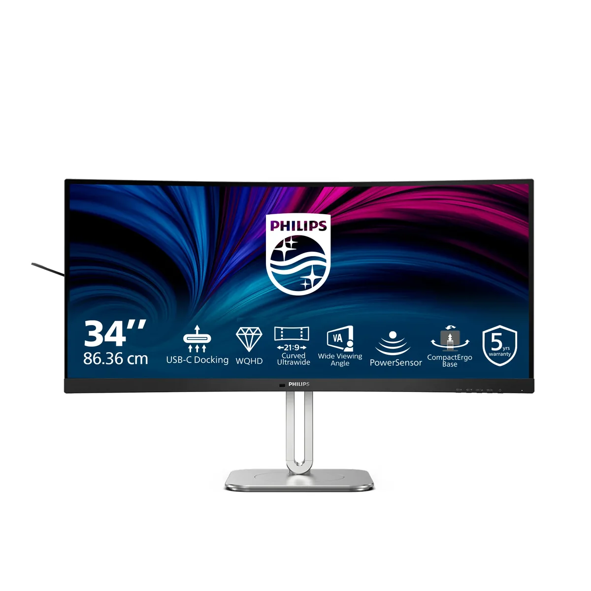 Philips 34B2U5600C 34" WQHD, VA -kaareva näyttö, USB-C hub ja KVM
