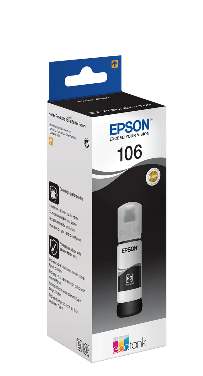 Epson 106 EcoTank -mustepullo, 70 ml, valokuvamusta