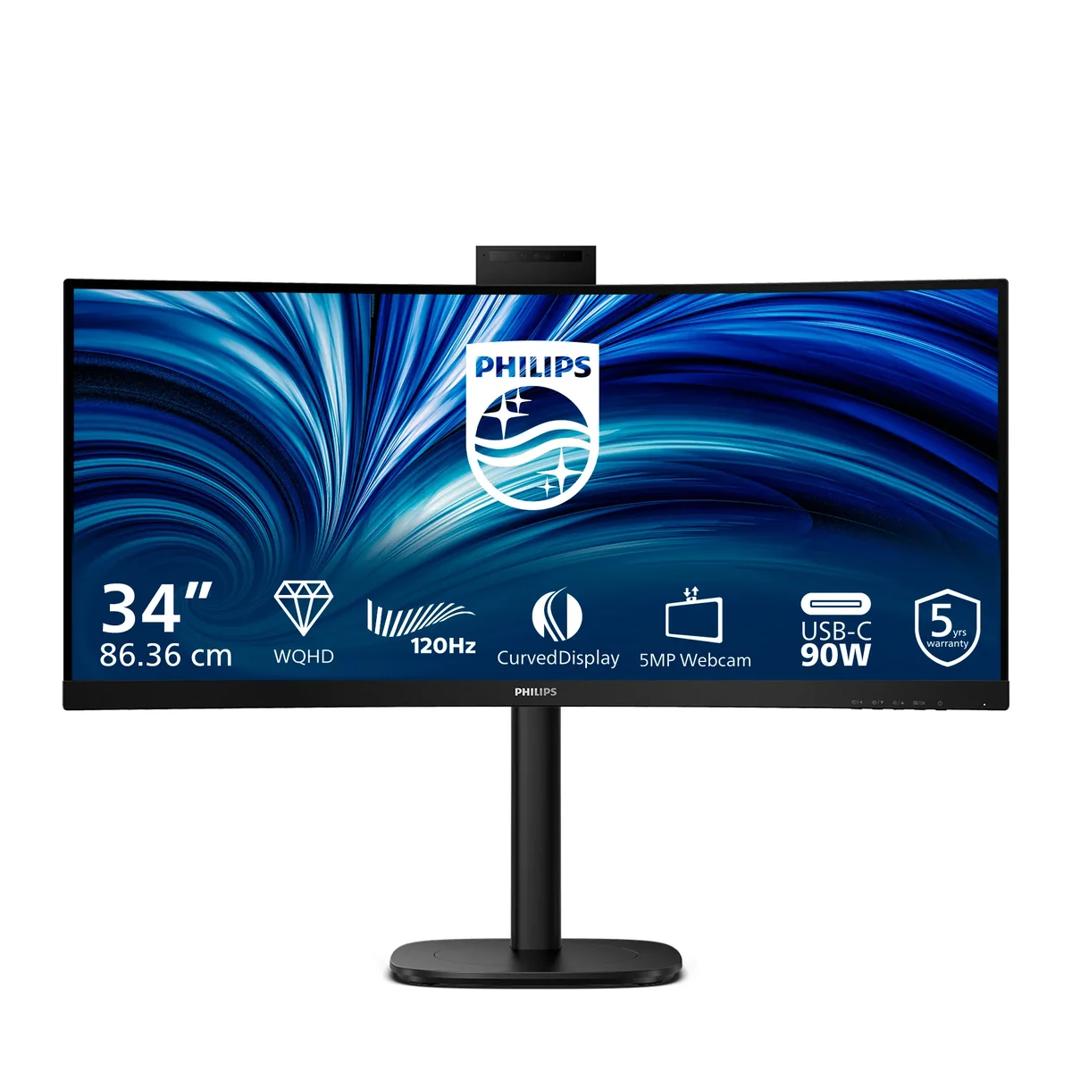 Philips 34B2U3600CH/00 34" UWQHD, VA -kaareva näyttö, USB-C hub, HDR10, 120Hz