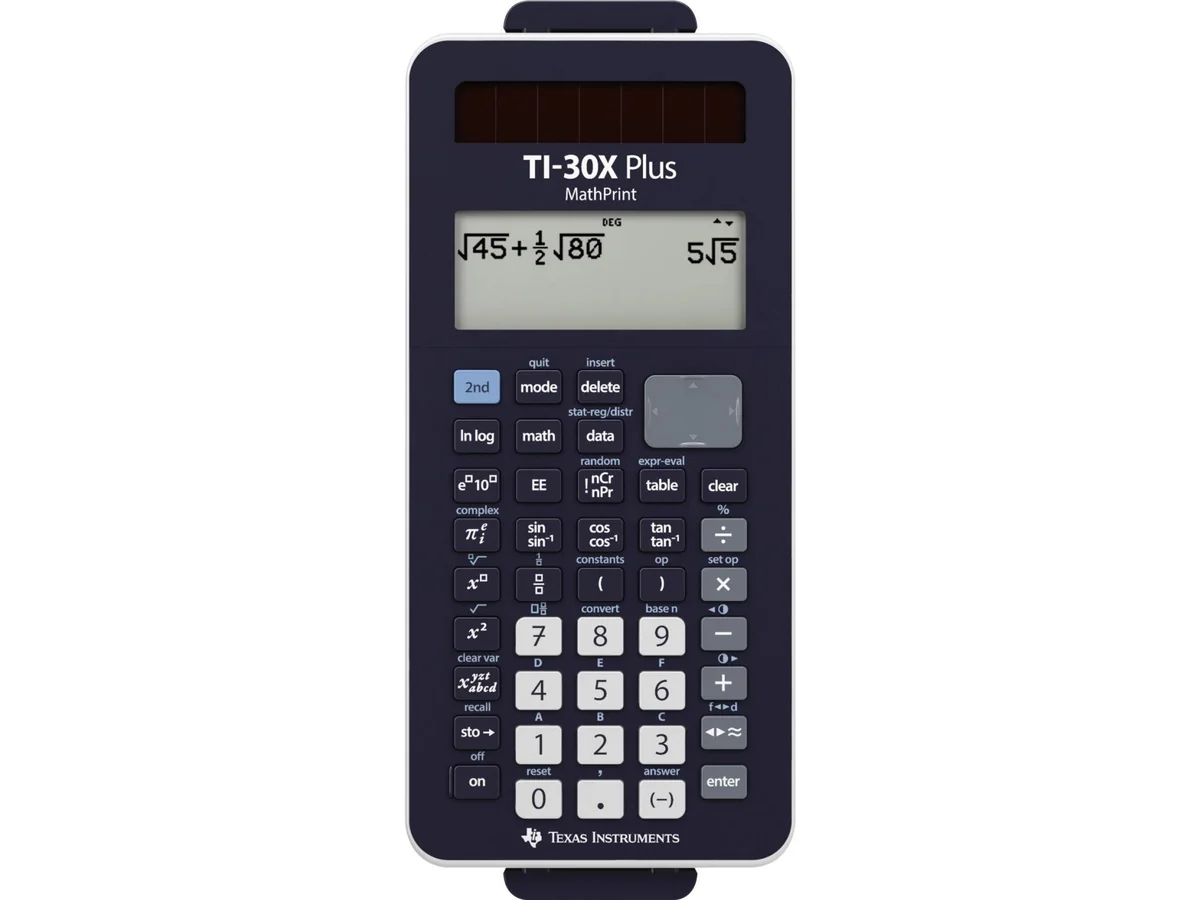 Texas Instruments TI-30X Plus MathPrint, taskulaskin, Tieteellinen laskin, 16 numeroa, paristo/aurinkolaskin, musta