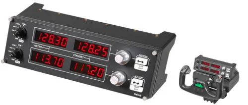 Logitech Pro Flight Radio Panel Hopea, Musta, Punainen