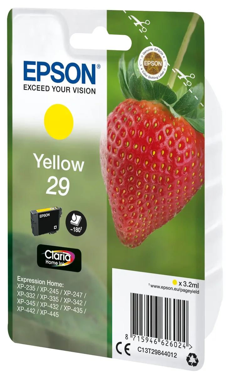 Epson Claria Home 29 -mustekasetti, 3.2 ml, keltainen