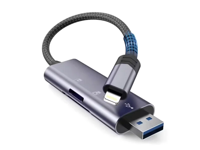 Tech-Protect UltraBoost SD / micro SD -kortinlukija Lightning / USB-A-liittimellä - harmaa