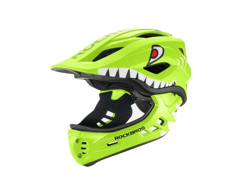 Rockbros TT-32004 Shark Children's Bike Helmet with Detachable Jaw Size M (54-58) - Green