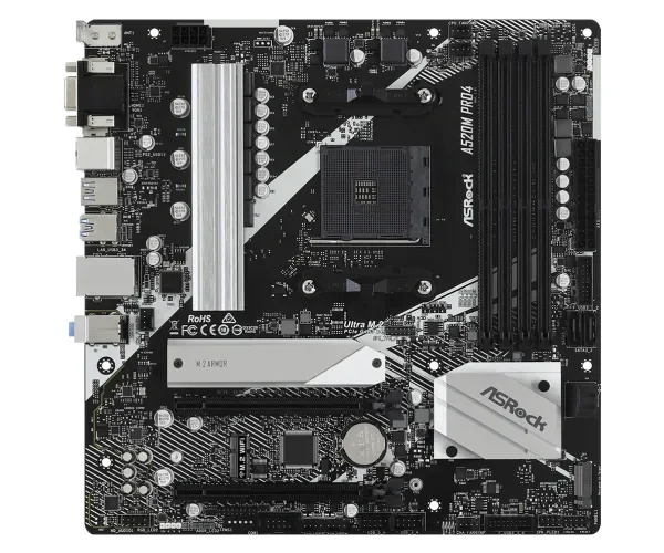 ASRock A520M Pro4 Emolevy - AMD A520 - AMD AM4 - DDR4 RAM - Micro-ATX