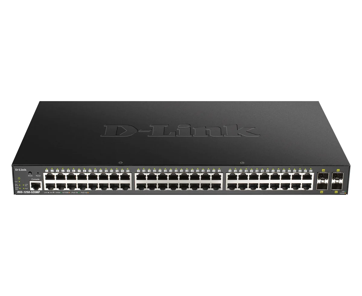 D-Link DGS-1250-52XMP/E - Hallittava kytkin, musta
