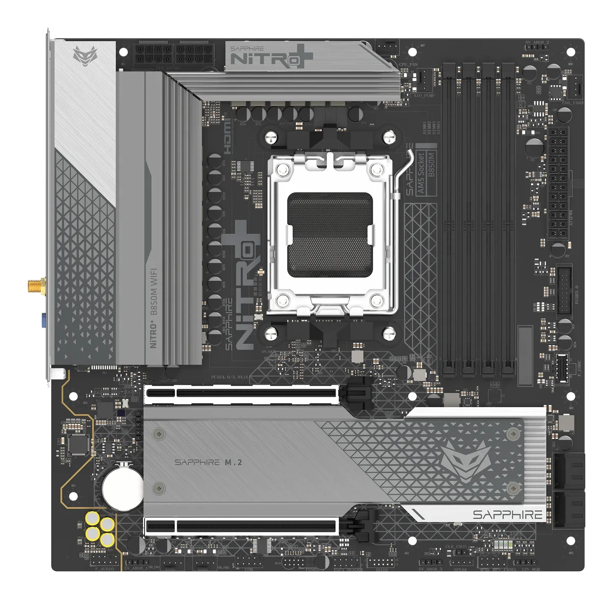Sapphire NITRO+ B850M WIFI Emolevy - AMD B850 - AMD AM5 - DDR5 RAM - Micro-ATX