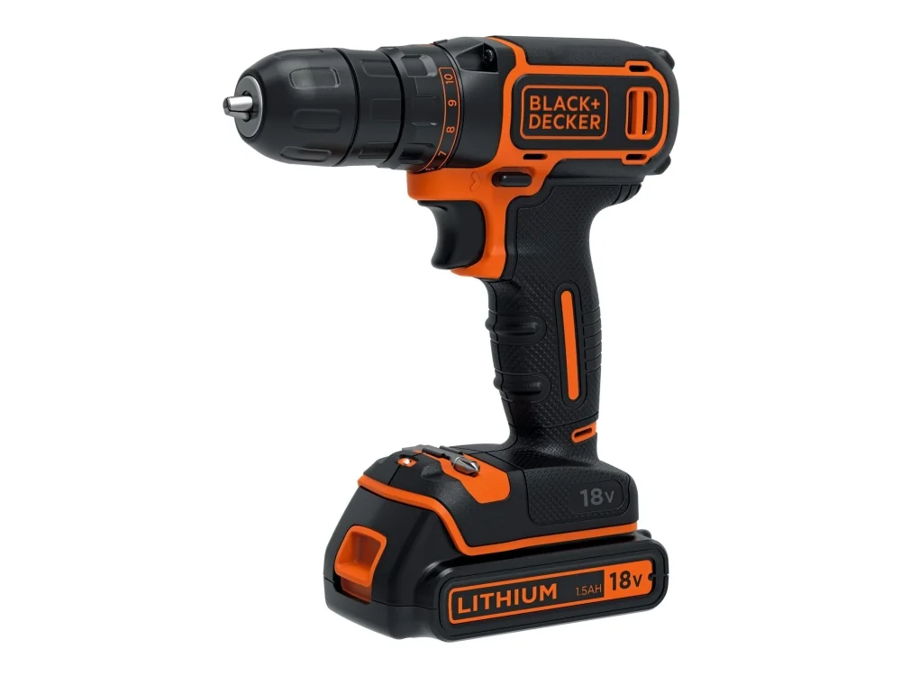 Black & Decker Black + Decker akkuruuvinväännin, 18 V, musta, BDCDC18-QW, 18 volttiaV