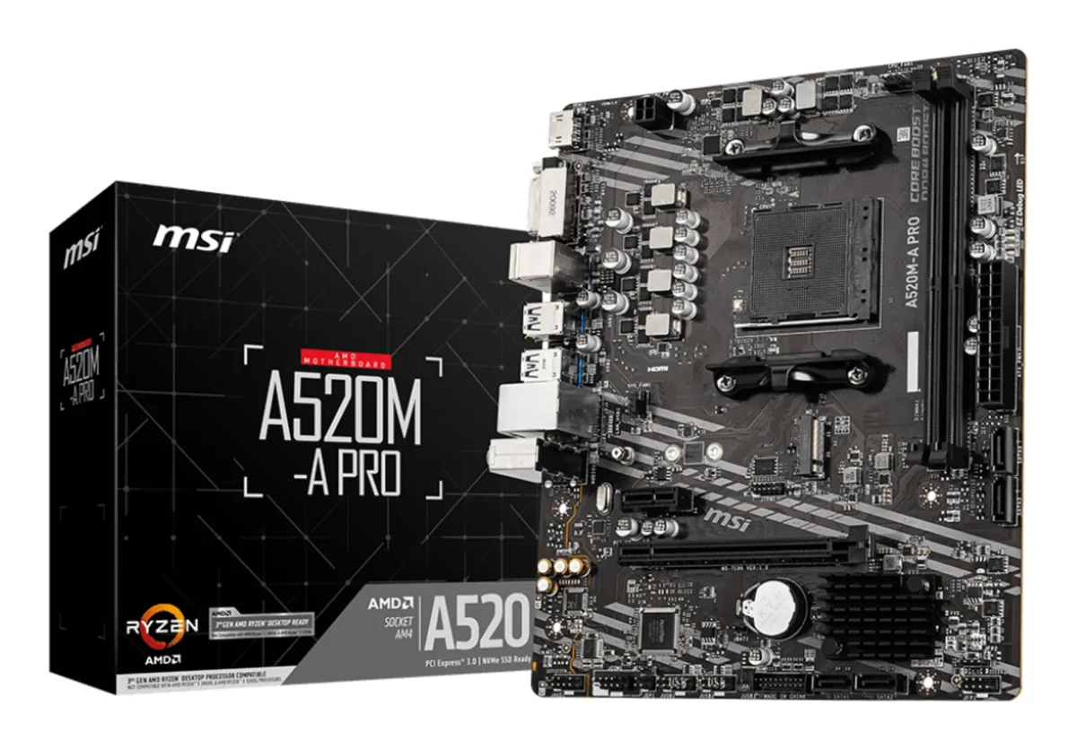 MSI A520M-A PRO Emolevy - AMD A520 - AMD AM4 - DDR4 RAM - Micro-ATX