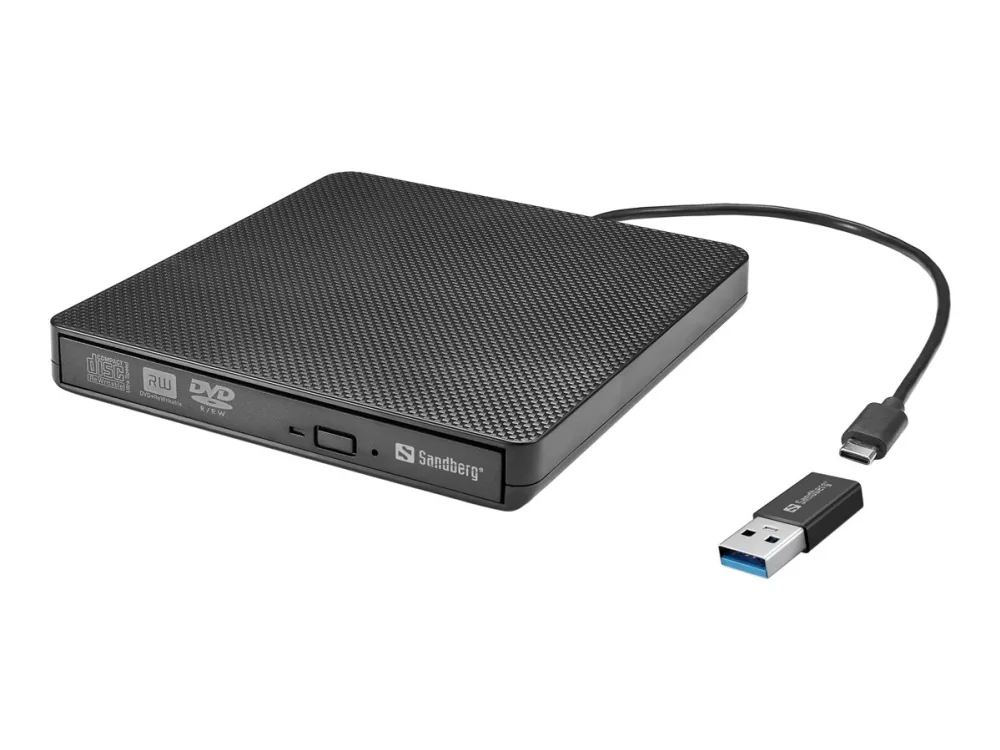 Sandberg USB-C/A DVD Burner - CD-RW (Poltin) - USB-C - Musta