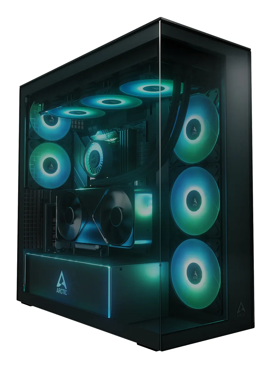 ARCTIC Xtender VG -miditornikotelo ikkunalla ja RGB-valaistuksella, musta