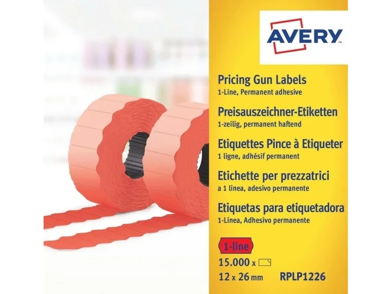 Avery RPLP1226, Punainen, Itse kiinnittyvä tulostintarra, Stanssausmerkintä, Paperi, Kiinteä, Avery Zweckform PL1/8, HL1/8